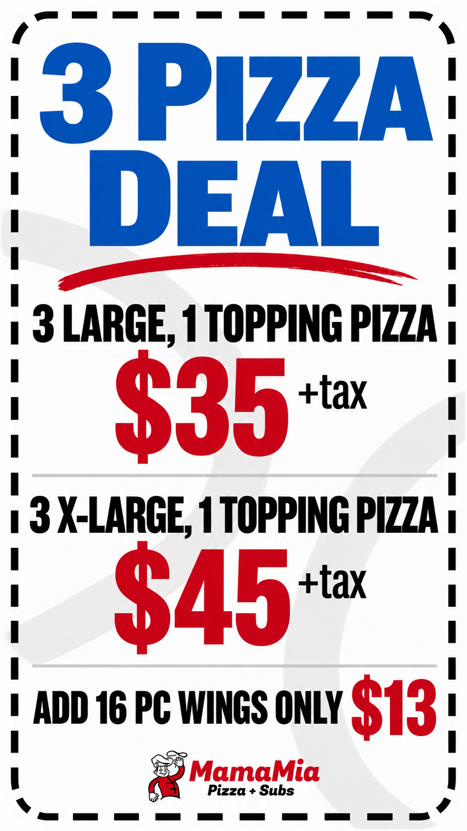 MamaMia 3 Pizza Deal Coupon
